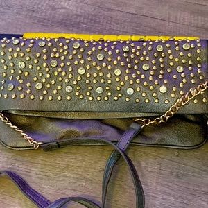 Gold studded purse with Rhinestones